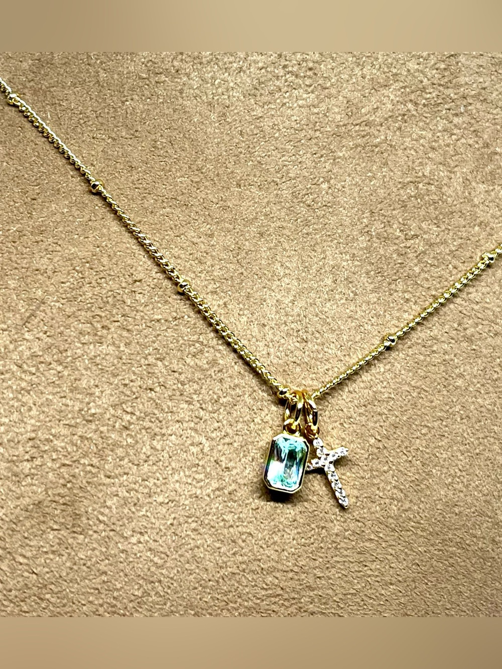 Brook & York Josephine Birthstone & Cross Necklace NIB